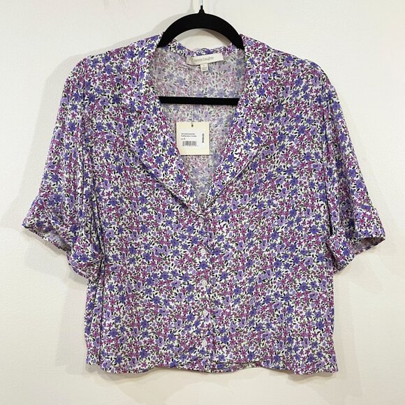 New Favorite Daughter Savannah Shirt Purple Floral Large $198 - Picture 3 of 7
